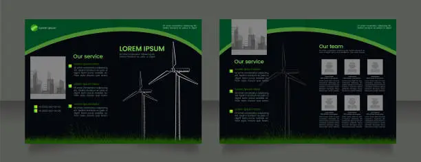Vector illustration of Eco friendly power generation bifold brochure template design