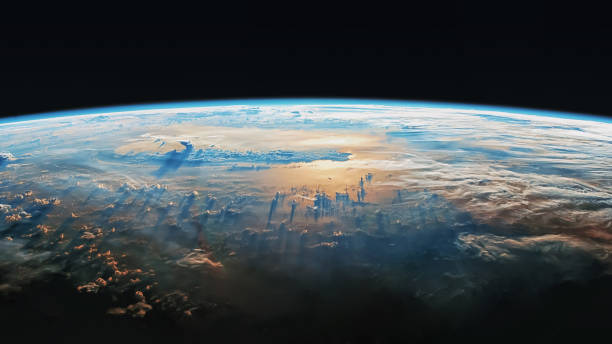 The Earth viewed from the orbit stock photo