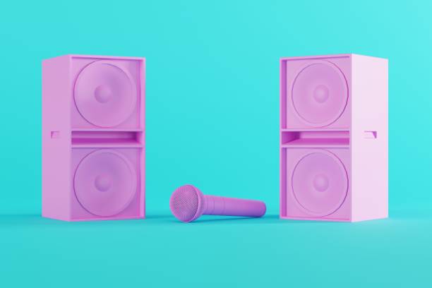 istock The microphone among the speakers. 1443811476