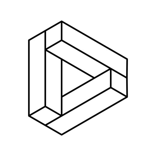 невозможная форма треугольника. красочный геометрический треугольный объект. - illusion triangle solution business stock illustrations