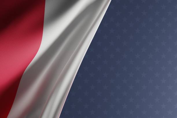 istock Polish flag on a dark background. 1443812861