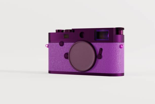 istock Retro photo camera on a light background. 1443813456