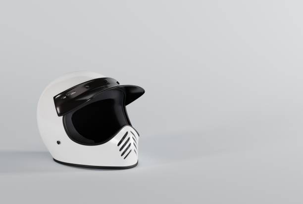 istock Motorcyclist helmet on a light background. 1443814295