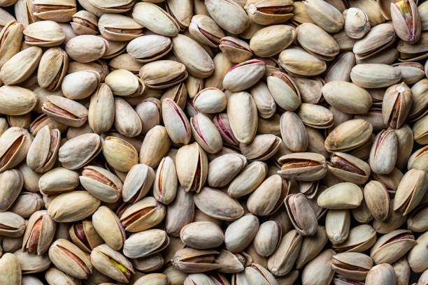 istock Pistachios texture and background. Pile pistachio kernels nuts with shell, closeup. Pistachio nuts. Whole nut kernels 1443814799