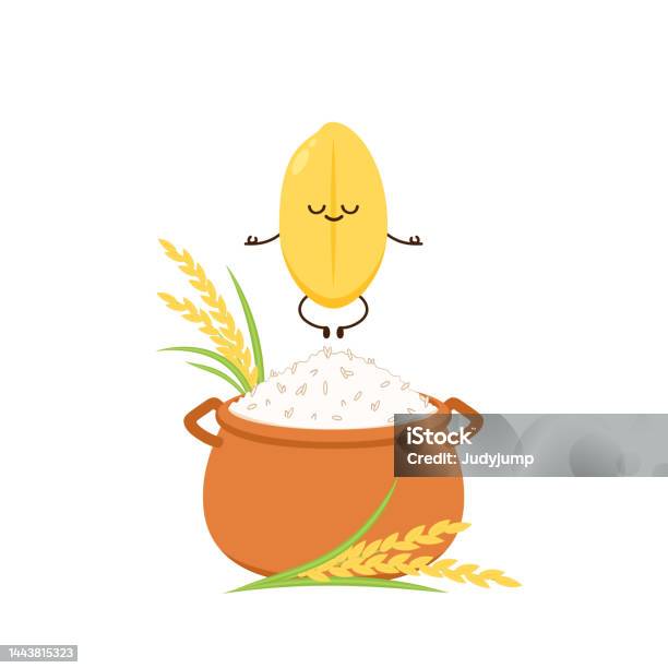 Eating Rice Vector Rice Character Design Rice Vector On White Background Paddy Vector ...