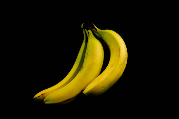 istock Yellow and ripe bananas isolated on black background 1443815330