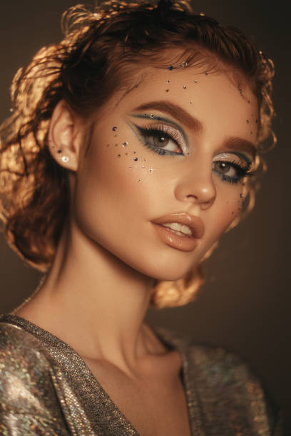 istock Beautiful woman with bright make-up 1443815445