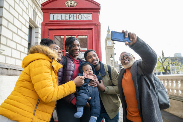 istock Three-generation Black family taking selfie in London 1443818695