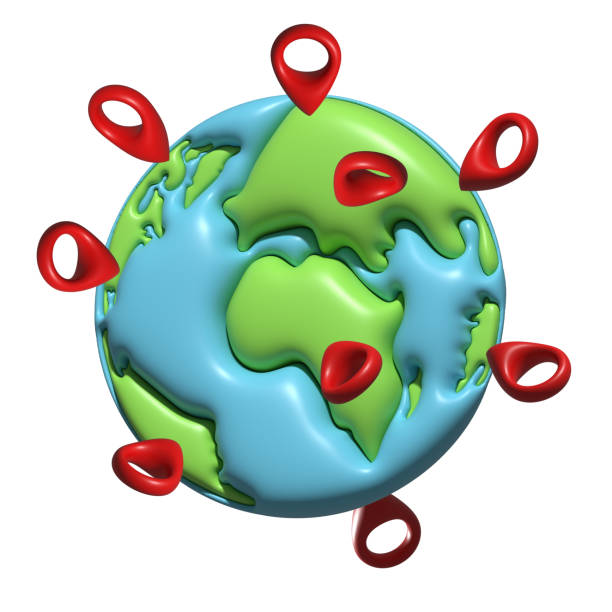 istock 3D earth globe with pinpoints online deliver service, delivery tracking, pin location point marker of 3d globe concept. Product shipping out from world map. Logistic icon 3d render illustration 1443819029