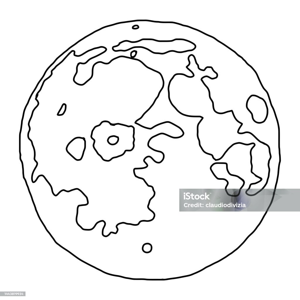 Full Moon Line Art Stock Illustration - Download Image Now - Art ...