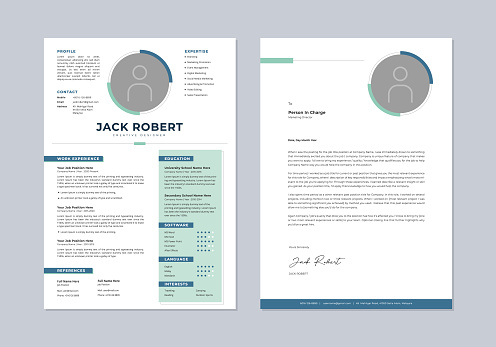 Cv templates. Modern clean resume, cover letter for job application.