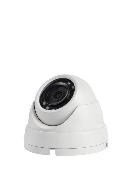 istock Surveillance cameras, cctv cameras isolated on white background close up. home security system concept 1443822983
