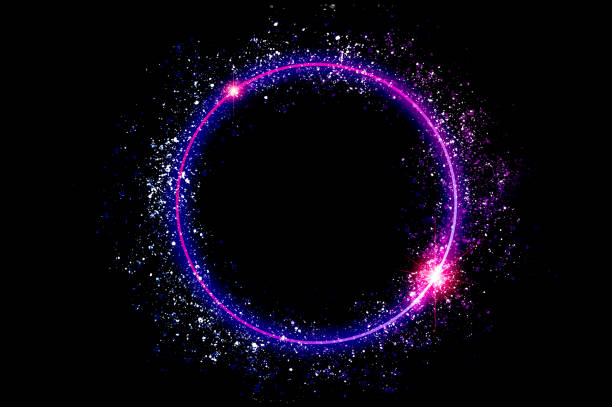 istock The circular frame is a neon light surrounded by sparkling stars. 1443826282