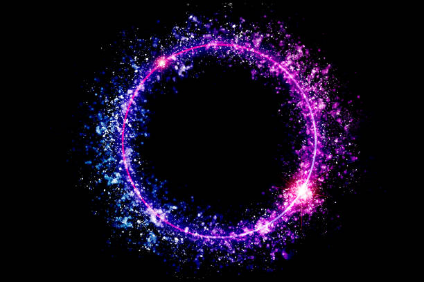 istock The circular frame is a neon light surrounded by sparkling stars. 1443826300