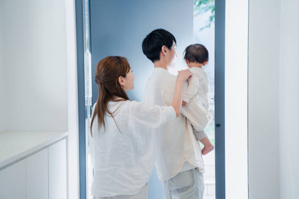 istock Young family going out with their baby 1443827816