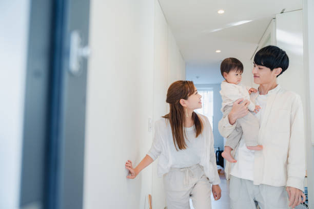 istock Young family going out with their baby 1443828004