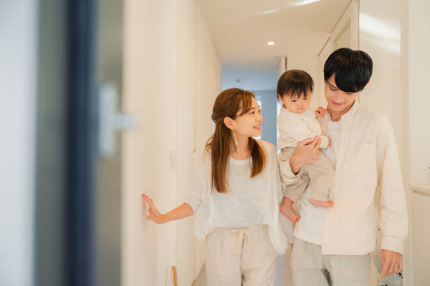 istock Young family going out with their baby 1443828017