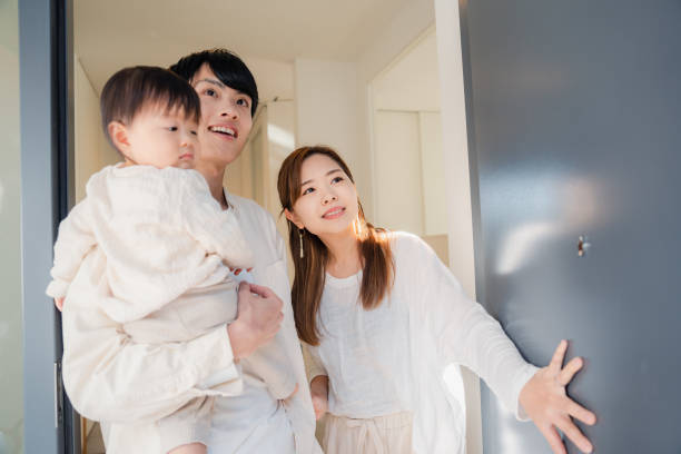 istock Young family going out with their baby 1443828077