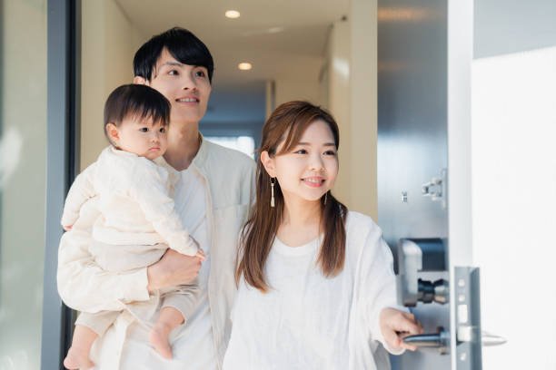 istock Young family going out with their baby 1443828120