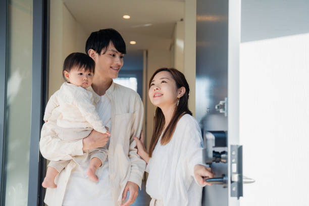istock Young family going out with their baby 1443828141
