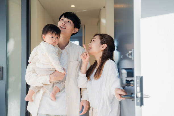 istock Young family going out with their baby 1443828148