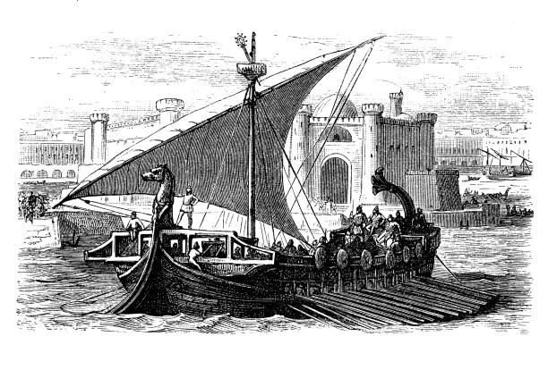 The Phoenicians were the master of the Mediterranean maritime traffic and their ships were built with the best techniques of the past The Phoenicians were the master of the Mediterranean maritime traffic and their ships were built with the best techniques of the past phoenician stock illustrations