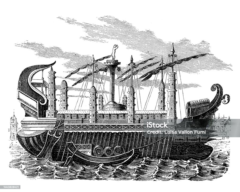 アルキメデスによって汚れた生物の付着を防ぐための防汚技術で設計されたシラクーシアは古代ギリシャの船であり商品兵士カタパルトを輸送できる古代の