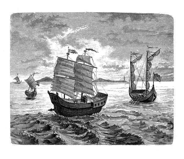 istock Carrack ships  of the Spanish expedition commanded by the Portuguese explorer Ferdinand Magellan to circumnavigate the world 1443828522