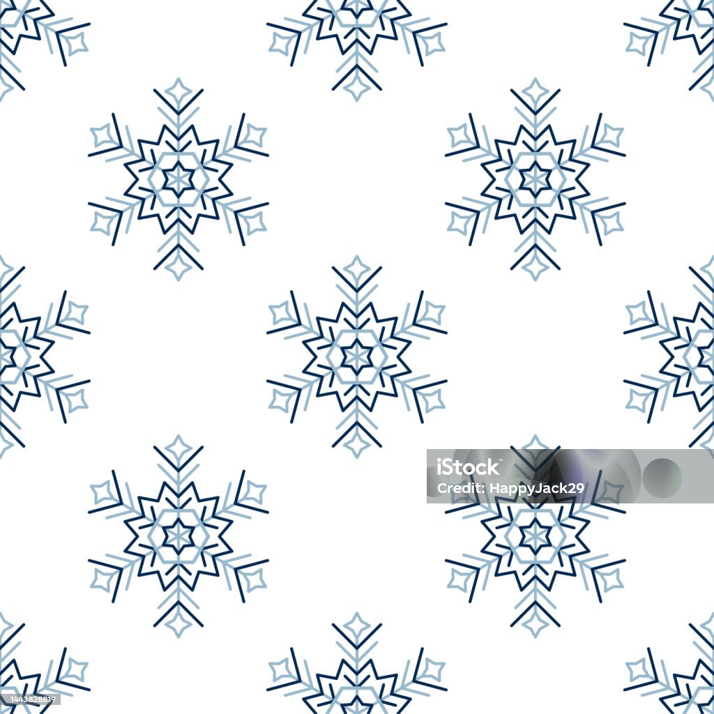 Snow Pattern Repeat Snowflake Line Seamless Pattern Winter Season Christmas Snow Flakes ...