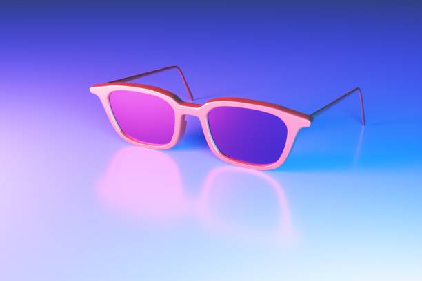 istock Pink glasses on a pink-blue background. 1443830187