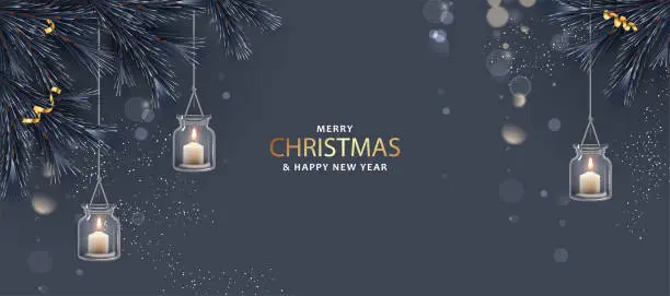 Vector illustration of Merry Christmas and Happy New Year banner