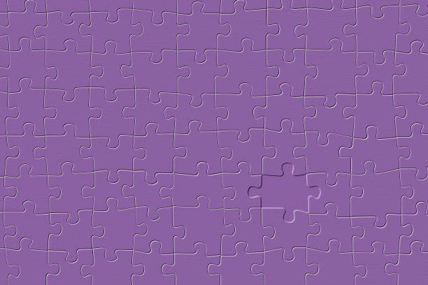 istock Embossed, missing piece of a violet jigsaw puzzle. 1443830591