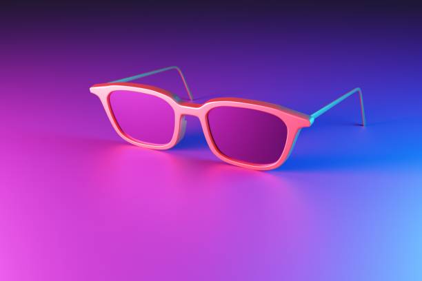 istock Pink glasses on a pink-blue background. 1443830887