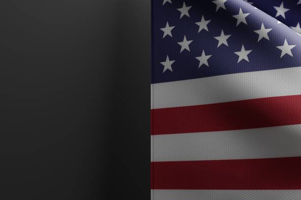 istock USA flag on a dark background. 1443831401