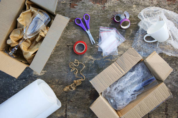 istock Different packaging for parcels. The concept of protecting fragile goods. 1443833127