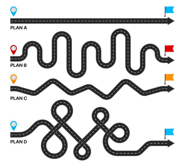 ilustrações de stock, clip art, desenhos animados e ícones de plan b, destination point, expectations concept - beginnings letter b planning letter a