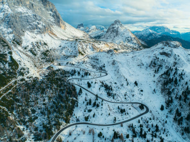 Free Stock Photo of Aerial View of Snowy Road | Download Free Images ...