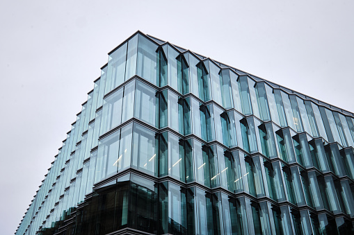 Berlin, Germany - Sept 2022: Modern Office Building Glass Facade of the administrative building of the German Bundestag in Wilhelmstraße