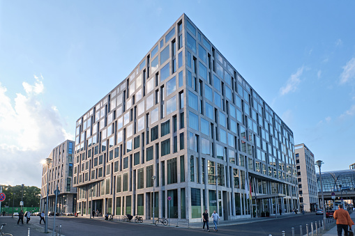 Berlin, Germany - Sept 2022: Steigenberger Hotel am Kanzleramt modern new building facade