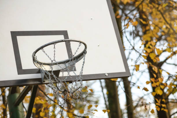 istock Basketball hoop with metal chain 1443841799