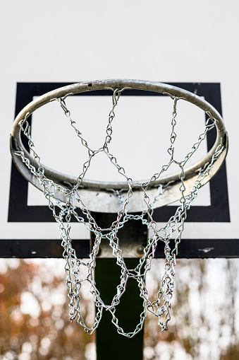 Basketball hoop with metal chain