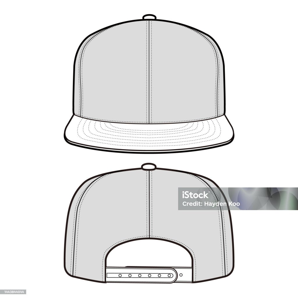 Draw Snapback Cap Snapback Cap Hat Fashion Flat Sketch Stock Illustration - Download ...