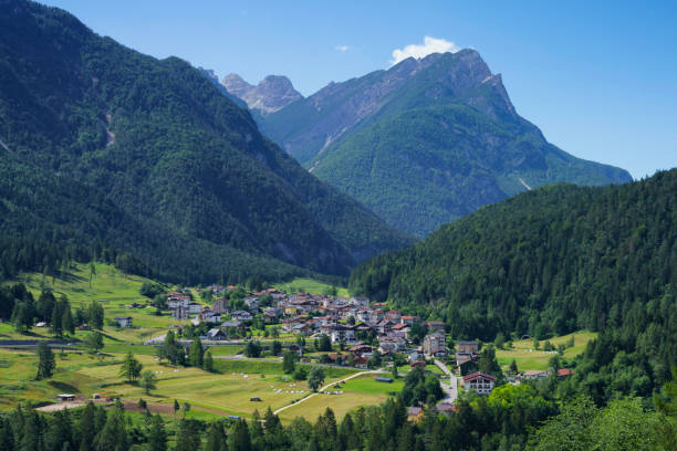 istock Mountain landscape at Pieve di Cadore, on the cycleway 1443844183