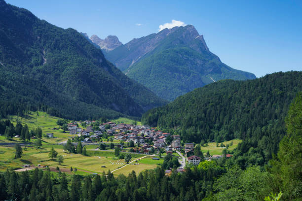 istock Mountain landscape at Pieve di Cadore, on the cycleway 1443844234