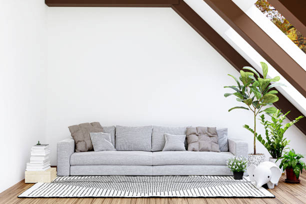 istock 3d rendered illustration of a bright living room. 1443845915