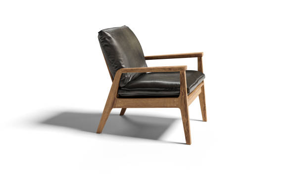 istock Cosy black leather armchair isolated on white background with Clipping Path 1443848431