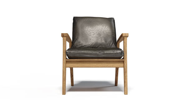 istock Cosy black leather armchair isolated on white background with Clipping Path 1443848432