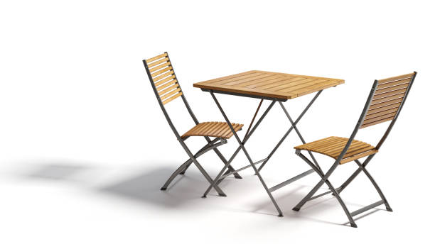 istock Wooden Table with Two Chairs. Isolated on White Background with Clipping Path 1443848456