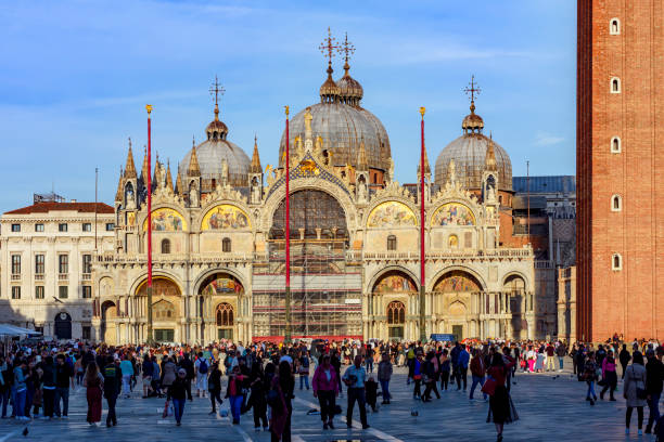 San Marco square with St. Mark's basilica in Venice, Italy San Marco square with St. Mark's basilica in Venice, Italy campanile venice stock pictures, royalty-free photos & images