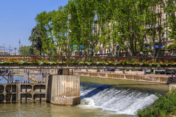 Canal de la Robine, Narbonne, Francev stock photo